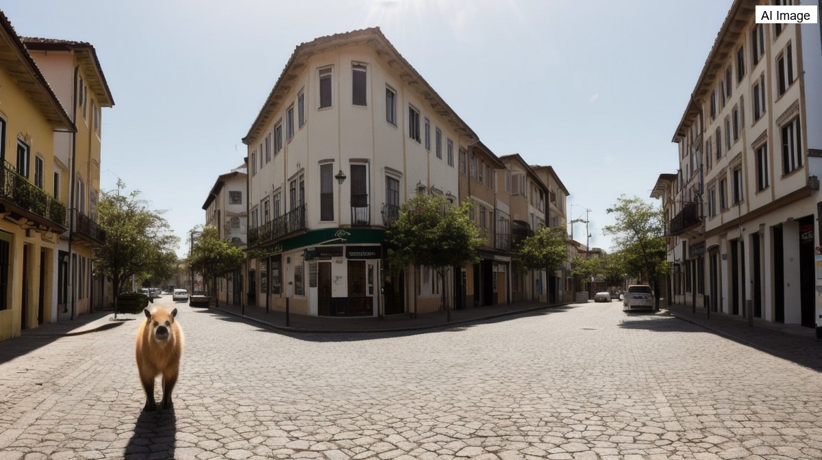 Capivara perdida no centro de Limeira mobiliza a guarda municipal e acaba lacada em estacionamento