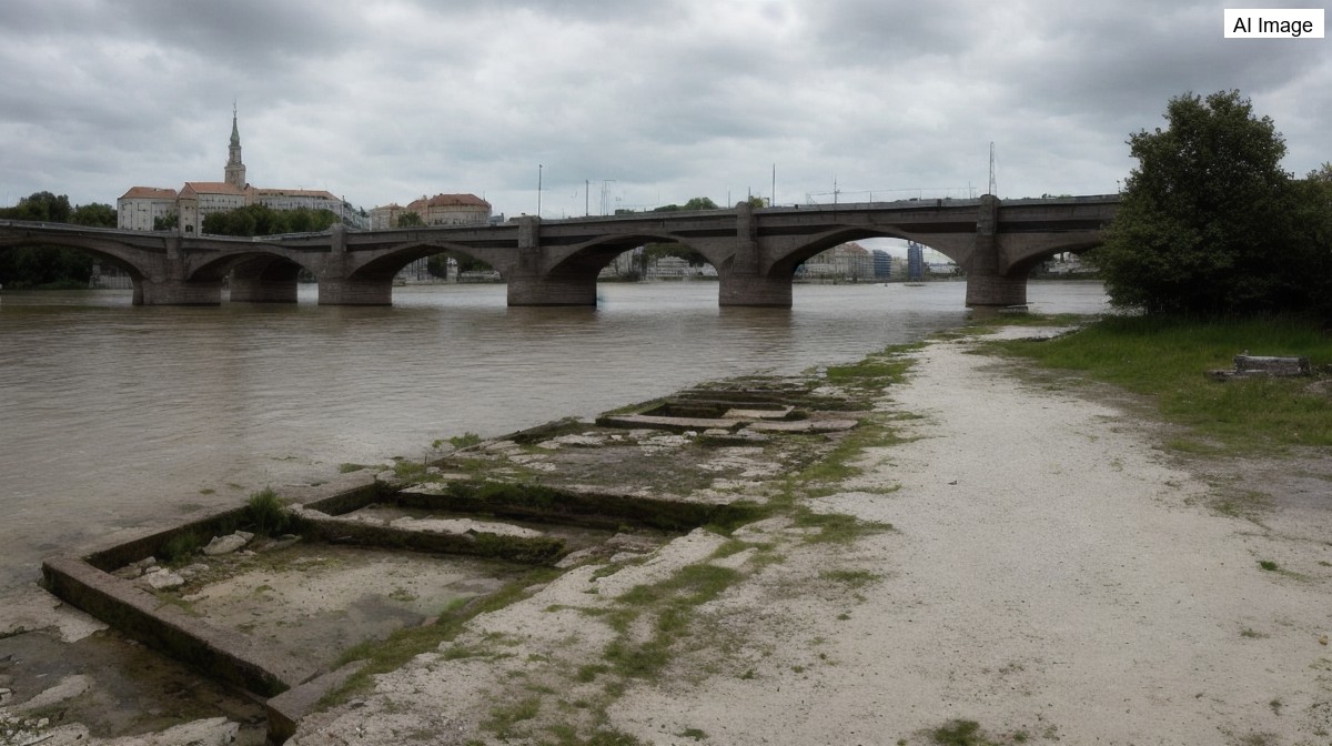 Donau auf Rekordtiefstand: Fundamente der Margaretenbrücke in Budapest freigelegt