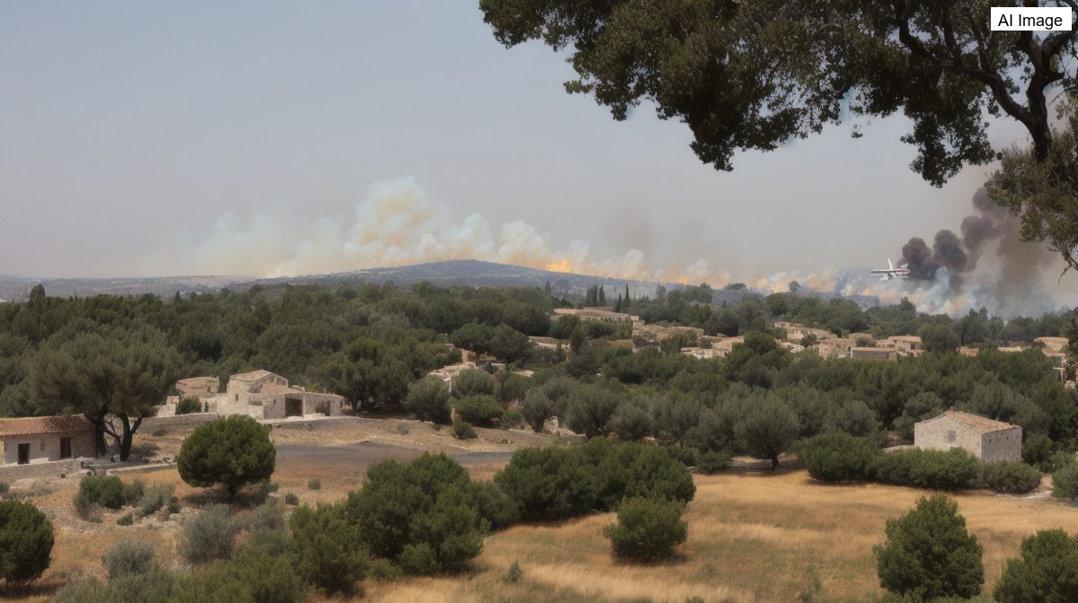 Φωτιά μέσα στον οικισμό Επισκοπή στην Εύβοια
