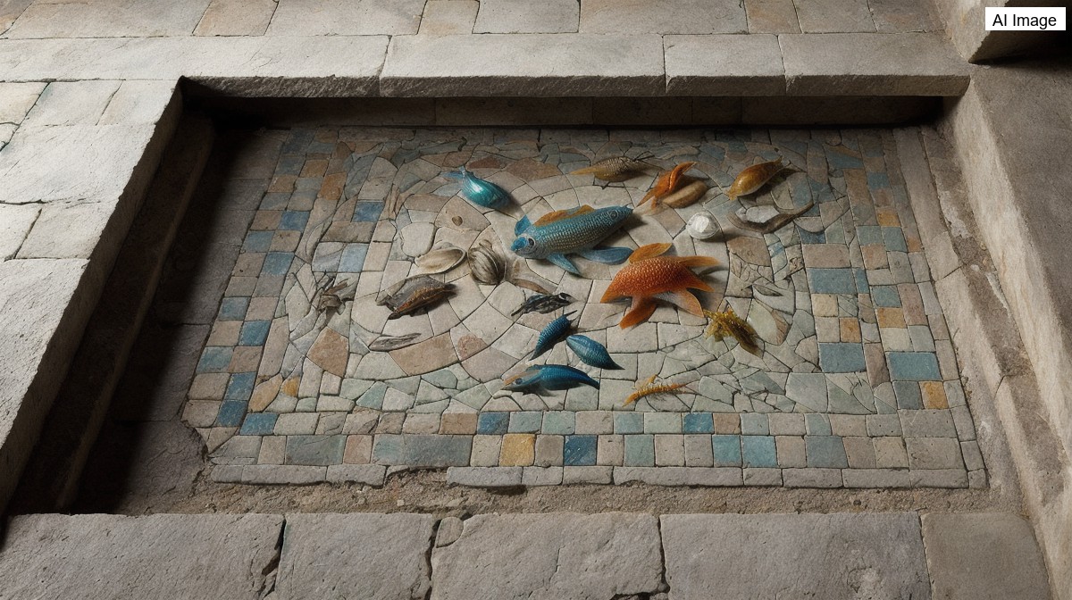 Merida abre a la visita publica un mosaico romano de motivos marinos