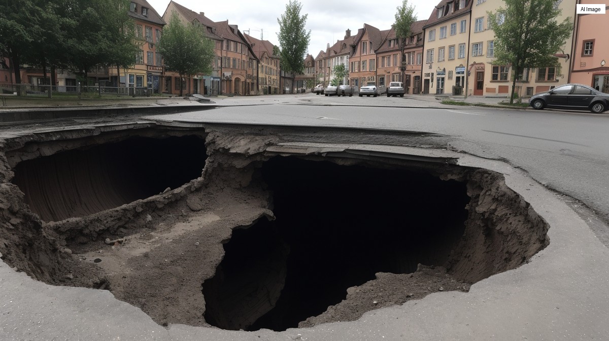 Głuchołazy: zapadlisko pochłonęło pojazd miejski, pod miastem biegnie 6-kilometrowy szyb górniczy