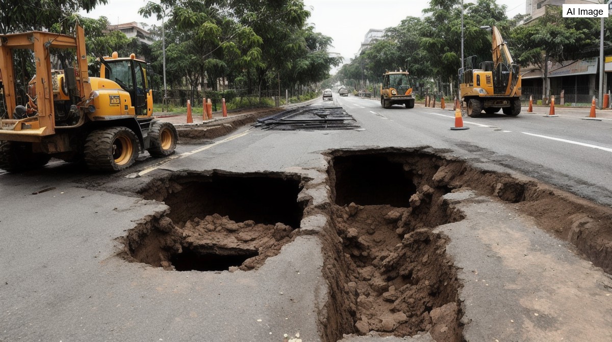 Wakil Gubernur DKI Jakarta ungkap pipa air berusia seratus tahun penyebab jalan ambles di Lenteng Agung