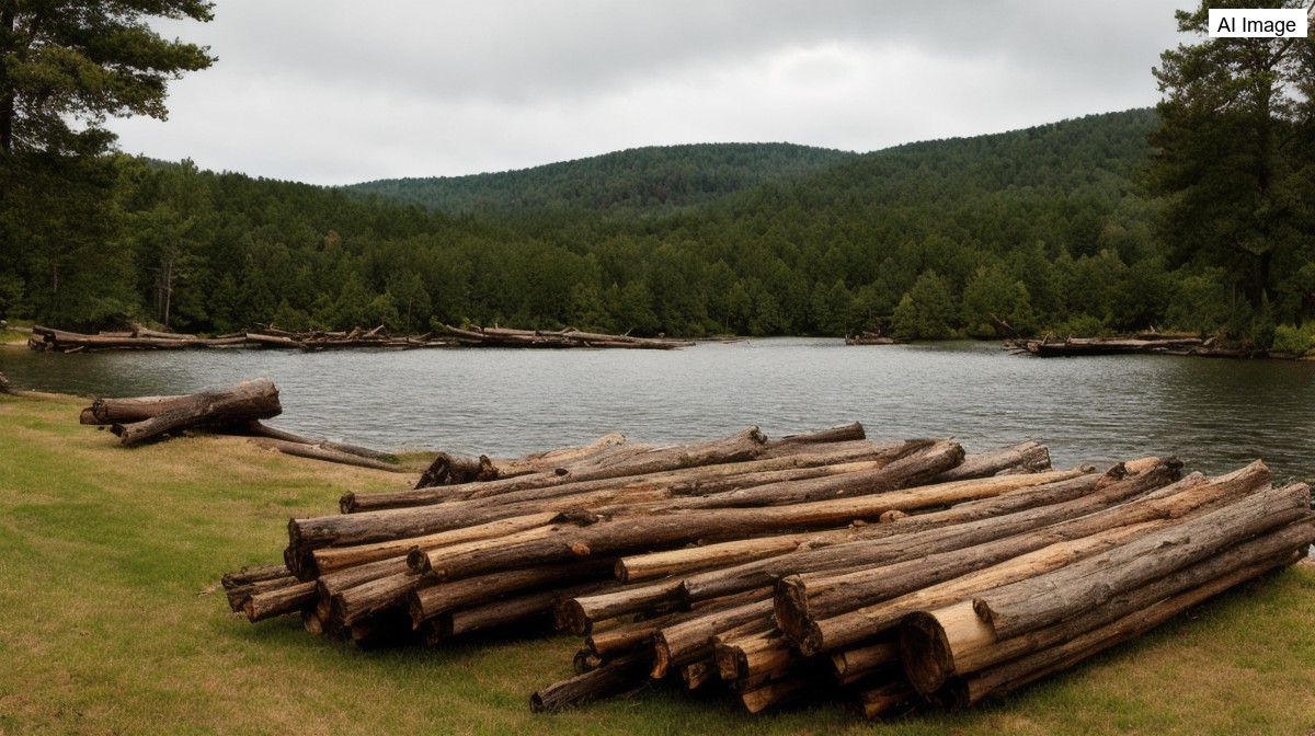 Massive log jam blankets Lake Chelan shore at Manson, echoing 1970s debris events