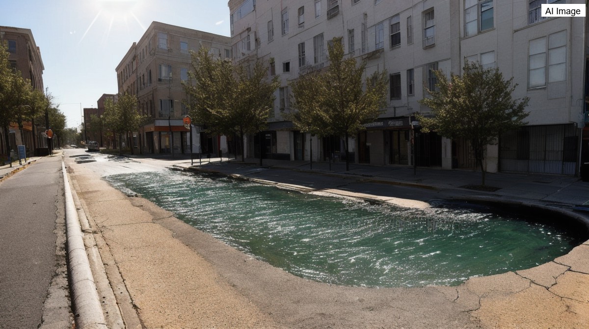 Una gran fuga desperdicia agua potable en Iztapalapa