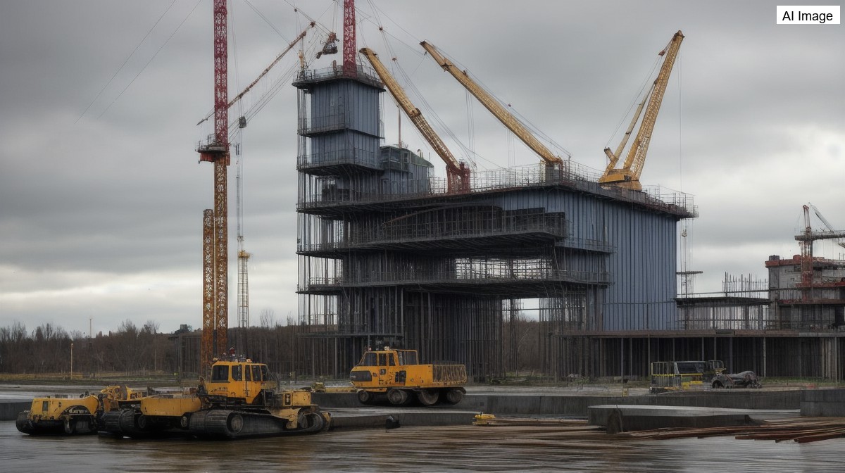 В Якутии установили крупнейший кофердам для моста через Лену