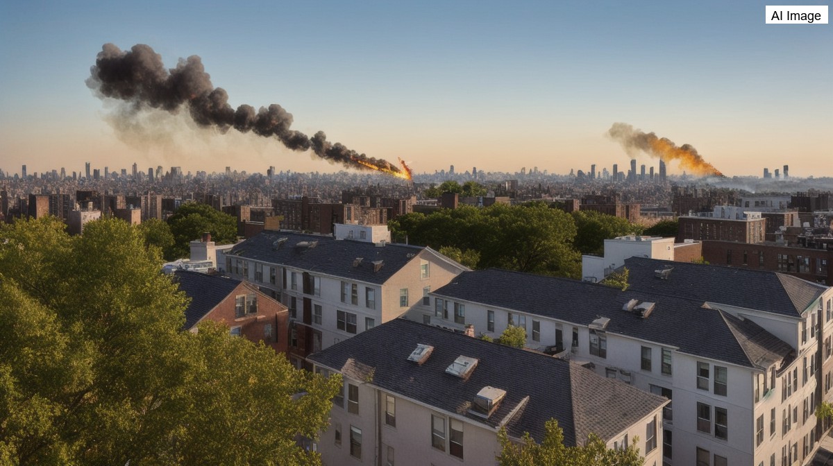 Rooftop fire fills Mott Haven sky with smoke as nearly 80 firefighters battle blaze on East 137th Street