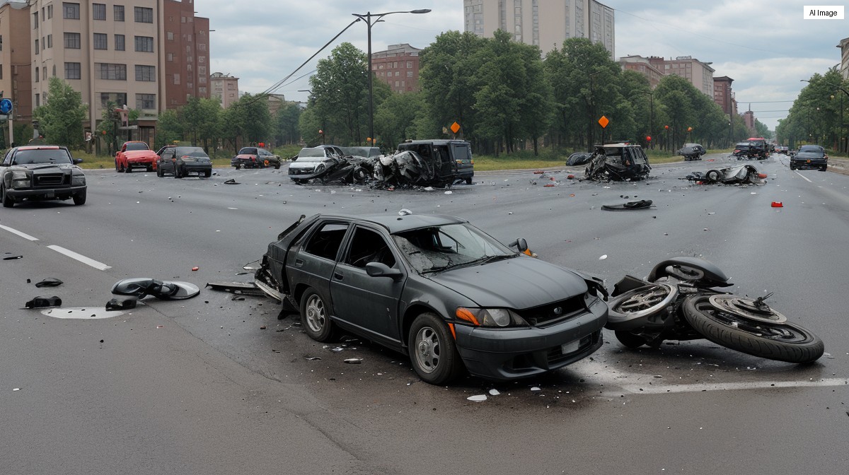 Powazny wypadek motocykla z Toyota na Alejach Jerozolimskich w Warszawie